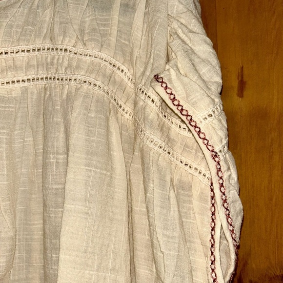 Max Studio Cream and Pink Embroidered Floral Blouse - Picture 3 of 7